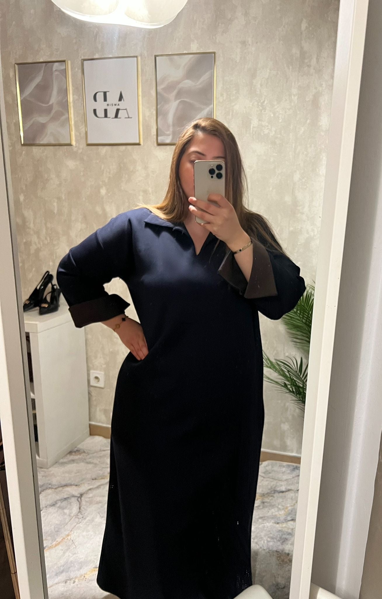 Abaya Vestido Style invierno – Mangas en Contraste